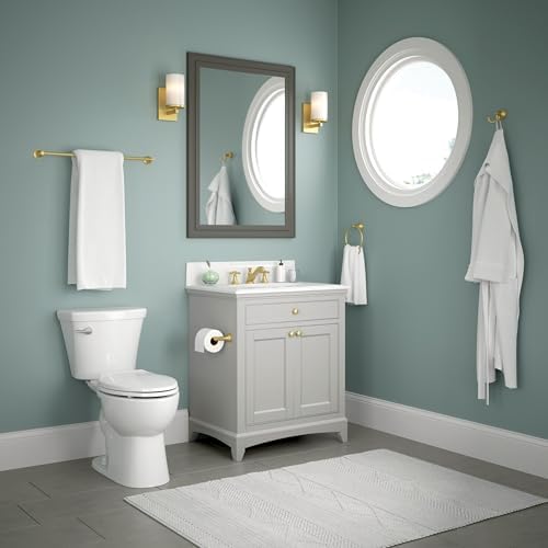 Franklin Brass Woodruff 4-Piece Bathroom Set Satin Gold 18" + 6" Towel Rack, Toilet Paper Holder, Hand Towel Holder, Hook | 4-Piece Bath Hardware Accessories Set WDRF64-SG - Image 5