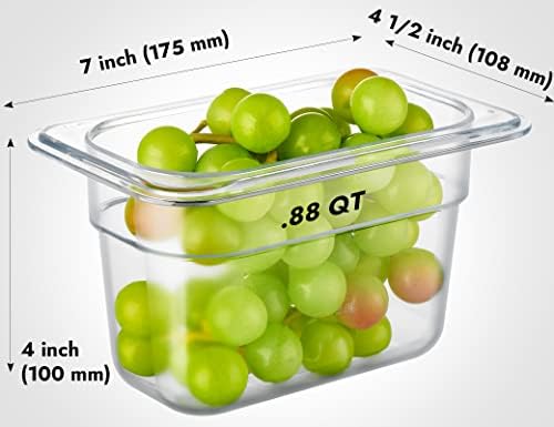 CURTA 6-Pack 1/9 Size 4" Deep NSF Polycarbonate Food Pans | Dishwasher & Freezer Safe Clear Container for Prep Tables, Buffet, Salad Bar, Commercial & Home Kitchen - Image 2