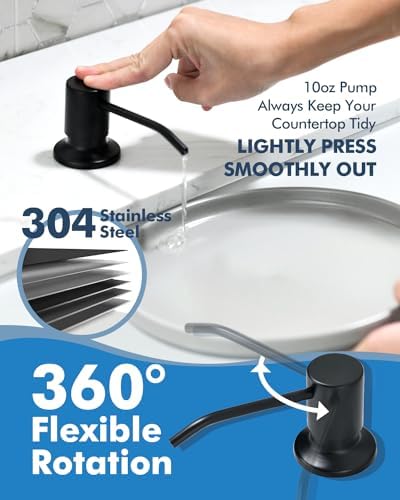 VFAUOSIT Kitchen Faucet with Pull Down Sprayer, Black, with Soap Dispenser - Image 4