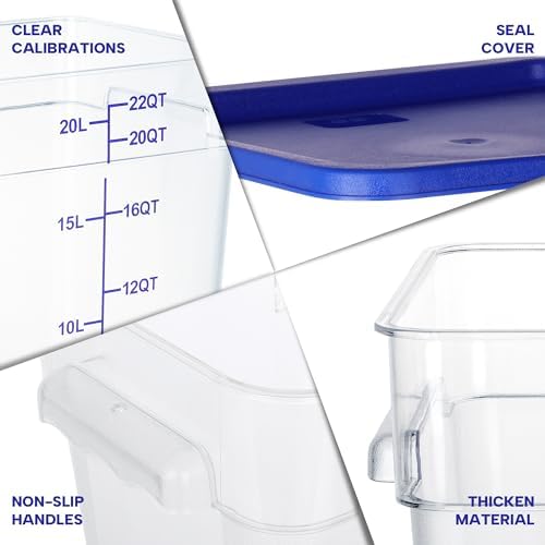 BIEAMA 4 Pack 22 Qt Square Food Storage Containers with Lids, NSF, Clear - Image 3