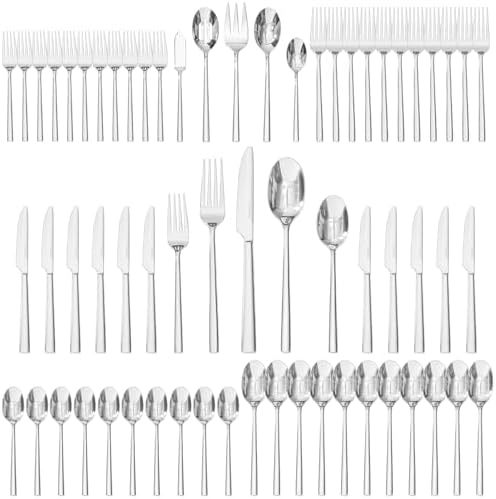 65-Piece Silverware Set with Serving Utensils, Forged Flatware Cutlery Set by KINGSTONE