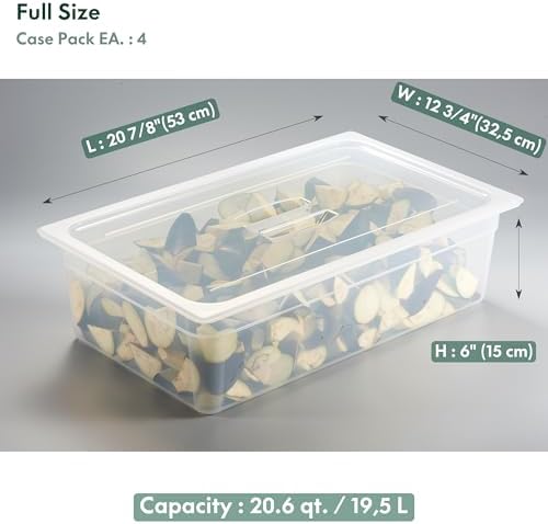 CURTA 4-Pack Full Size 6" Deep Food Pan with Sealing Lid – NSF Commercial-Grade Translucent Polypropylene, Stackable Freezer-Safe Storage for Restaurants, Catering & Buffets - Image 2