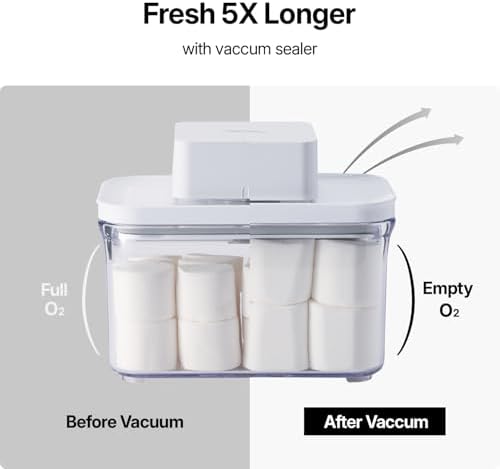 VAKUEN Premium Airtight Food Storage Container. Meal Prep 0.85qt 5pc/Set. 4pcs Container and Vacuum Sealer. Patented Double Silicone Lining, 100% Leak Proof, BPA-FREE - Image 3