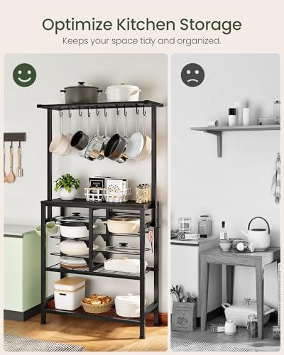 CHOEZON Pots and Pans Organizer Rack, Kitchen Bakers Rack, Multi-Tier Storage Shelf, Kitchen Island Table, Cooking Rack with Pots and Pans Storage, Black TPR60BB - Image 6