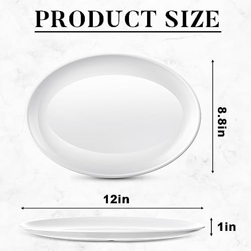 Dandat 12 Pcs Large Serving Platters Oval Trays White Plates Serving Dish for Wedding Party Restaurant Home Steak, Taco, Sushi, Appetizer, Cake (12 Inch) - Image 2