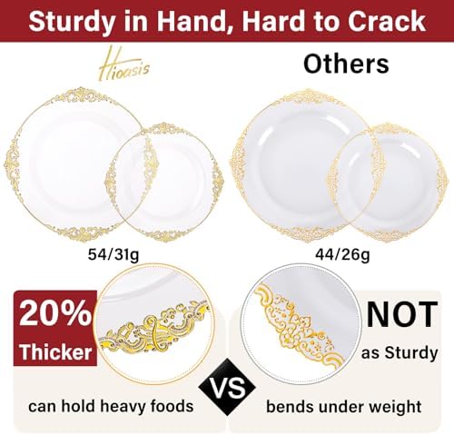 Hioasis 350 Pcs Clear Gold Plates for Party - Image 3