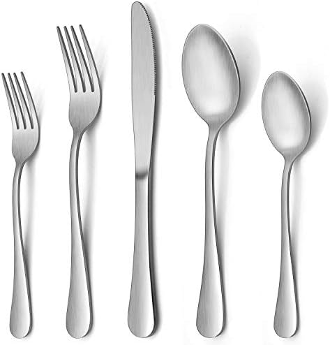 40 Piece Silverware Set, LIANYU Flatware Cutlery Set for 8, Include Knife Fork Spoon, Fancy Satin Finish Eating Utensils Tableware for Home Restaurant Party, Matte Finish, Dishwasher Safe by LIANYU