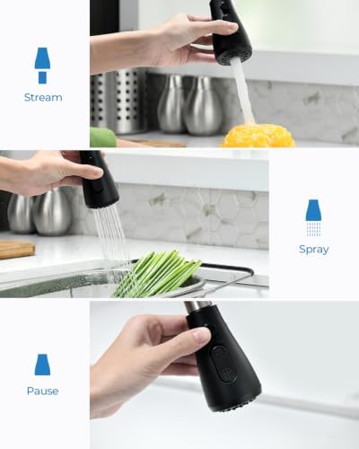 VFAUOSIT Kitchen Faucet with Pull Down Sprayer, Matte Black High Arc - Image 3
