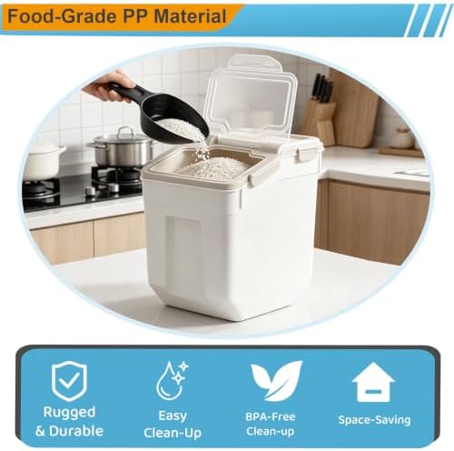 RUIAN Flour Storage Container 50lb Airtight Food Storage Bin(Gray,4pcs) - Image 6