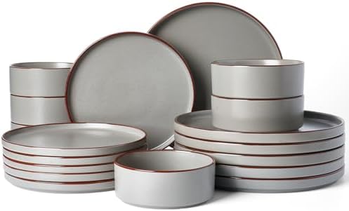 Famiware Nebula Ridge 18-Piece Stoneware Dinnerware Set, Dark Gray by Famiware