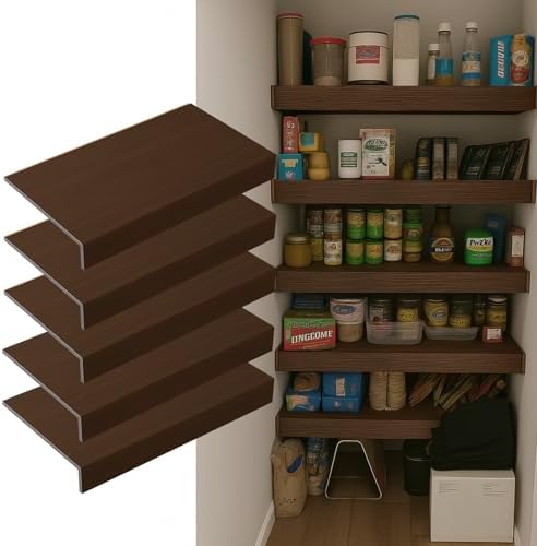 5 Pack 24x12in Wire Shelf Cover for Pantry, Closet, Kitchen – Waterproof PVC Wood-Look Wire Rack Covers for Shelves, Multiple No-Tool Installation by Gideio