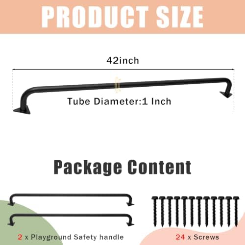 2 Pcs Black 42”Metal Playground Safety Handles for Indoor & Ourdoor - Image 2