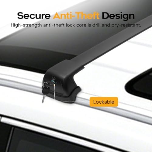 300LBS Roof Rack Cross Bars for 2019-2026 Kia Telluride EX,S,SX,SX-Prestige with Flush Side Rails(Not for LX,X-Line,X-Pro), Lockable Aluminum Roof Rails Crossbars for Telluride Accessories - Image 6