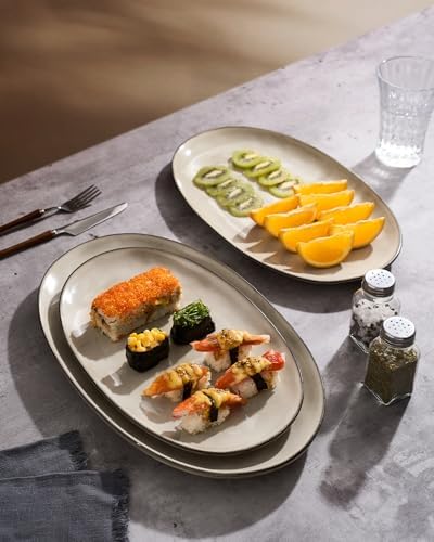 famiware Serving Platters Set of 3 Sizes - Oval, Light khaki - Image 4