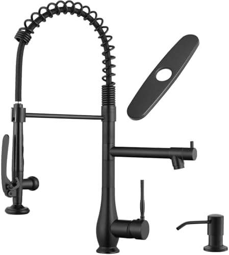 GIMILI Matte Black Commercial Kitchen Sink Faucet with Soap Dispenser by MoreChoicesForYourDreamHome