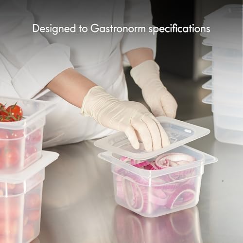 CURTA 6-Pack 1/6 Size 4" Deep Food Pan with Handled Lid – NSF Listed Commercial-Grade Translucent Polypropylene, Stackable Freezer-Safe Storage for Restaurants, Catering & Buffets - Image 3