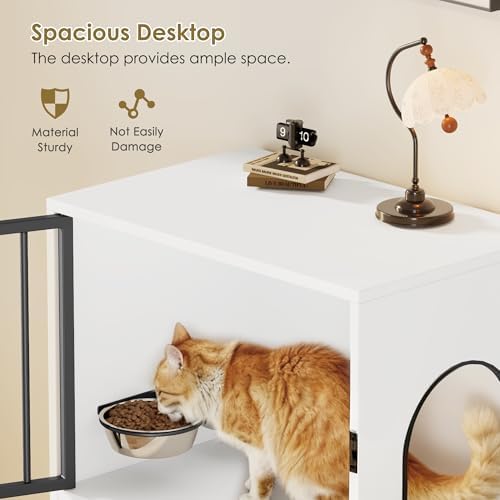 Dog Proof Cat Feeding Station, Dog Proof Cat Feeder, Cat Food Table, White - Image 7