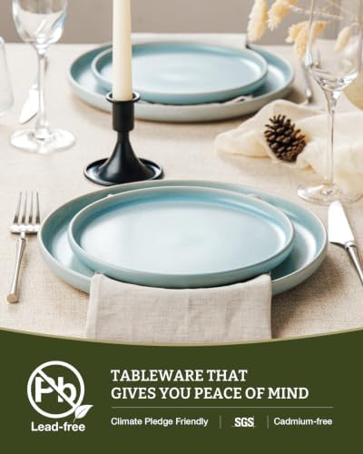 Famiware Milkyway 12-Piece Stoneware Dinnerware Set, Light Blue - Image 6