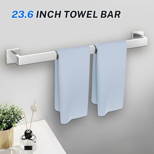 Brushed Nickel Bathroom Hardware Accessories Set 10-Piece Brushed Towel Bar Set Bath Towel Holder Set Stainless Steel Wall Mounted Towel Rack Set,23.6 in - Image 2