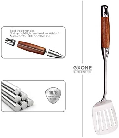Slotted Turner/Spatula,for Skillet Grilling Cooking,Wooden Handle - Image 3