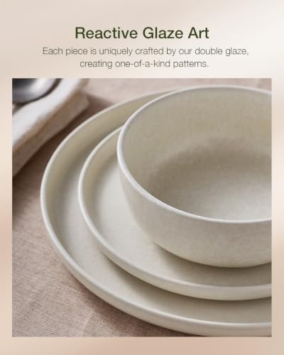 Famiware Milkyway 18-Piece Stoneware Dinnerware Set, Matte Beige White - Image 4