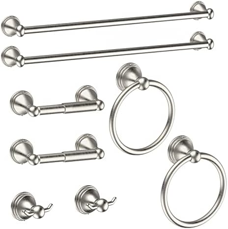 8Pcs Brushed Nickel Bathroom Accessories Set Towel Racks for Bathroom by Newfun