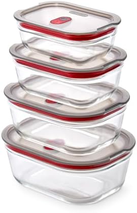 BLACK + BLUM Stack + Nest Glass Food Storage Container Set | Mix Set 4 Pack by BlackBlum