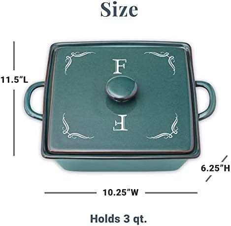 Let's Make Memories Personalized Square Stoneware Casserole Dish - Initial - Red - Image 6