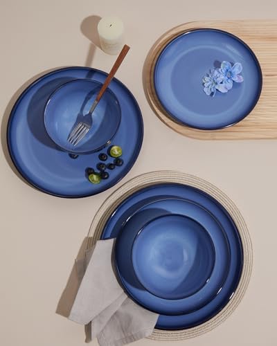 Pokini Stoneware Dinnerware Sets for 4, 12pcs Plates and Bowls Sets Dishes - Image 3