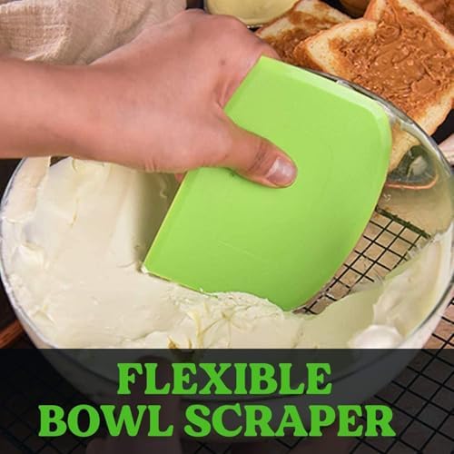 SURDOCA Dough Scraper Bench Scraper - 3P 11.8x7.3" Plastic Flexible Bowl Scraper, Sharp Edge & Angles Cake Scraper. Non-Slip Bakeware Decorating Tools Sculpting & Modeling Tools - Pure White - Image 6