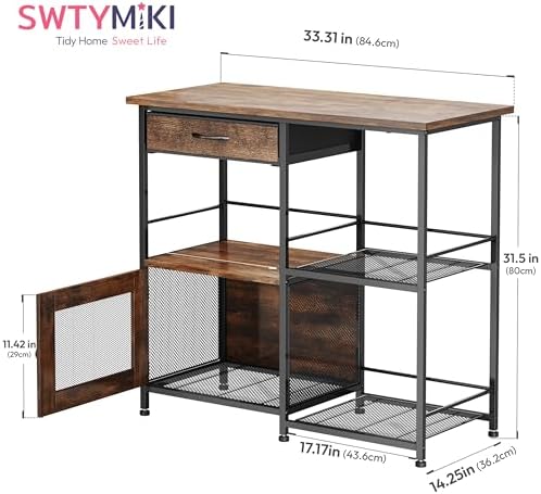 SWTYMIKI 33.31''x14.25'' Coffee Bar Cabinet - Large Farmhouse Coffee Stand Station Multi-Purpose Buffet Sideboard Cabinet with Drawers - Kitchen Bar Table for Living Room, Small Space, Espresso - Image 2