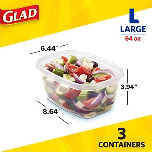 Glad GladWare Deep Dish Food Storage Containers, 64 Oz, 3 Count, 6-Pack - Image 2