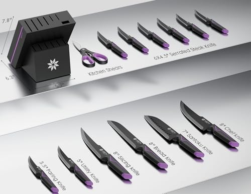 ASETY Knife Set, 15 PCS Kitchen Knife Set with Built-in Sharpener Block - Image 3