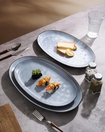 famiware Serving Platters Set of 3 Sizes - Oval, Blue - Image 4
