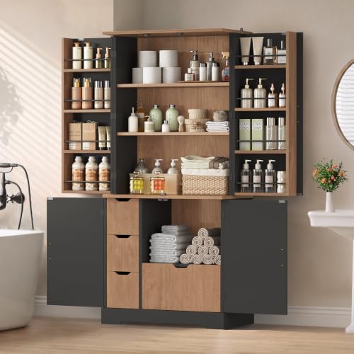Itaar 70.9" Kitchen Pantry Cabinet,6 Door Shelves and 4 Drawers, Black - Image 7