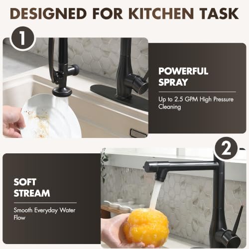 GIMILI Oil Rubbed Bronze Commercial Kitchen Faucet with Pull Down Sprayer - Image 3