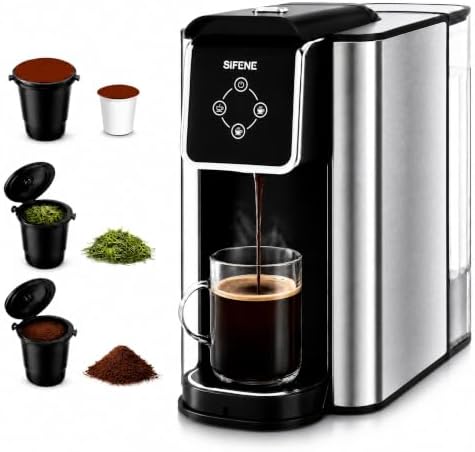SIFENE 3-in-1 Single Serve Coffee Machine, K-Pod & Tea Brewer, 50 oz, Black by SiFENE