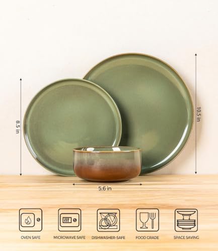 TheTerra Ceramic Dinnerware Set for 6, 18-Piece Plates and Bowls Set - Image 2
