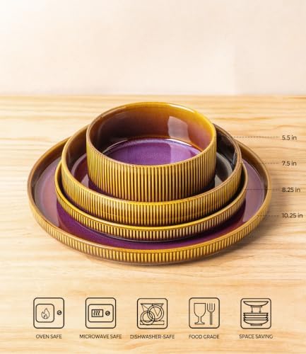 TheTerra Ceramic Dinnerware Set for 4, 16-Piece Plates and Bowls Set - Image 2
