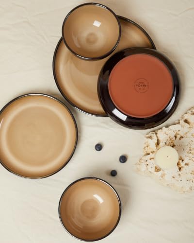 Pokini Stoneware Dinnerware Sets for 4, 12pcs Plates and Bowls Sets Dishes - Image 3