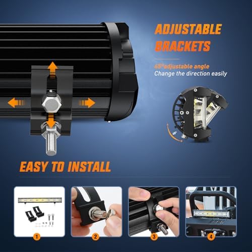 Nilight 20 Inch Side Shooter Light Bar Spot Flood Combo Triple Row - Image 4