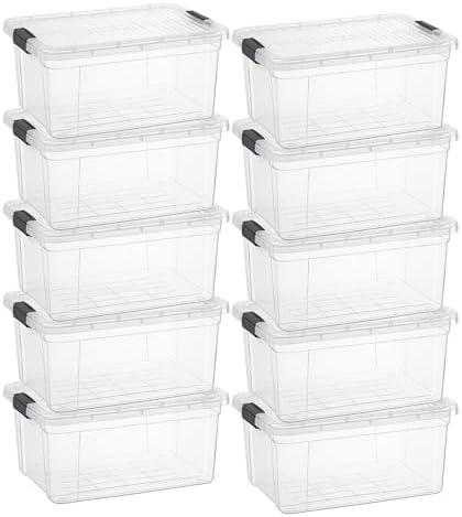 Superio 11 Quart Clear Plastic Storage Boxes with Lids, Stackable Organizer Containers, BPA-Free Storage Bins for Home, Office, School & Dorm, 10 Pack by Superio