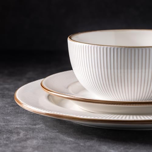 GBHOME Ceramic Dinnerware Sets of 4,16 pcs Plates and Bowls Sets Dishes - Image 4