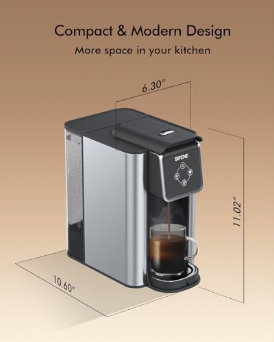 SIFENE Single Serve Coffee Maker, 3-in-1 Quick Brew for Coffee Pods, Ground Coffee, & Loose Tea, 6-12oz Cup Sizes, 50oz Removable Water Tank, 1150W, Compact, Black - Image 3