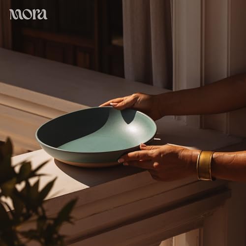 MORA Jumbo and Large Serving Dishes Set of 2, 13 inch and 12 inch Ceramic Pottery Oval Platters - Microwave, Oven and Dishwasher Safe - Iris & Merrigold - Image 5