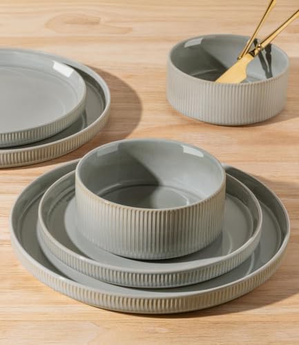 TheTerra Ceramic Dinnerware Set for 6, 18-Piece Plates and Bowls Set - Image 5