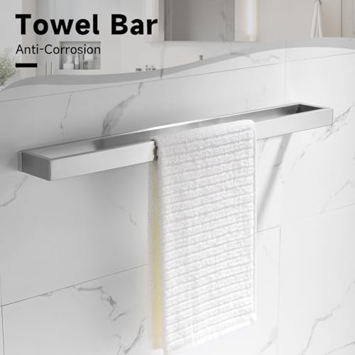 Brushed Nickel Towel Bar Set,5-Pieces Bathroom Hardware Accessories Set,Towel Racks Set for Bathroom 23.6 Inch Towel Bar Stainless Steel Wall-Mounted - Image 2