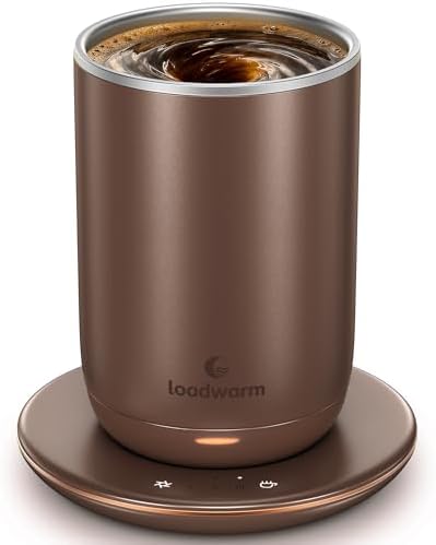 Self Heated Stirring Coffee Mug, 10oz Auto Mixing Cup with Warmer,Brown by LooaWarm