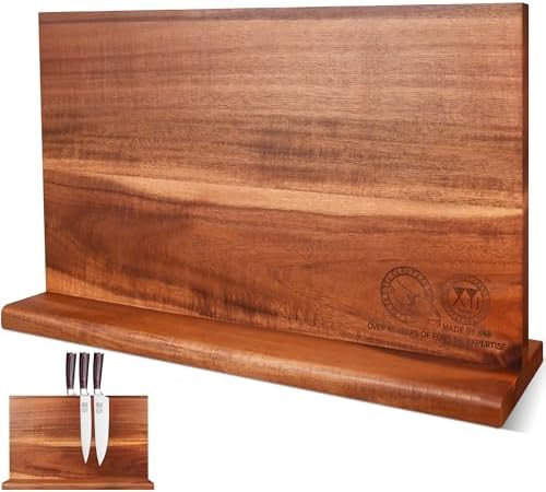 XYJ Magnetic Knife Block, Dual-Sided Strong Magnets, Acacia Wood by XYJ