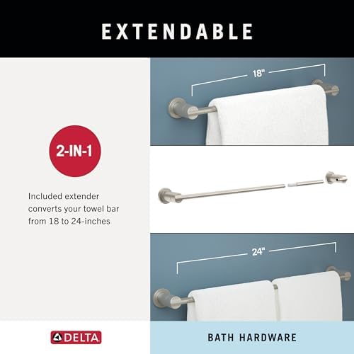 Delta 4-Piece Champagne Bronze Bathroom Set Towel Rack, Ring, Toilet Paper Holder, Hook | Nicoli Bath Accessories - Image 4
